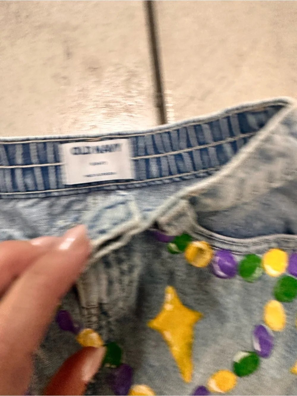 Hand-Painted Denim Skirt with Mardi Gras Motif Mardi Gras Mambo Kids